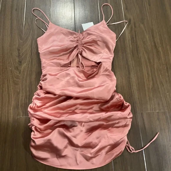 Zara Dresses Zara Satin Peach Draped Dress Poshmark